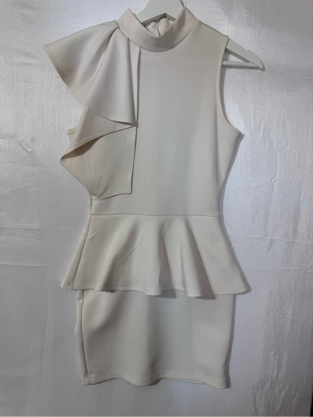 The Vintage Shop Cream One-Shoulder Peplum Dress